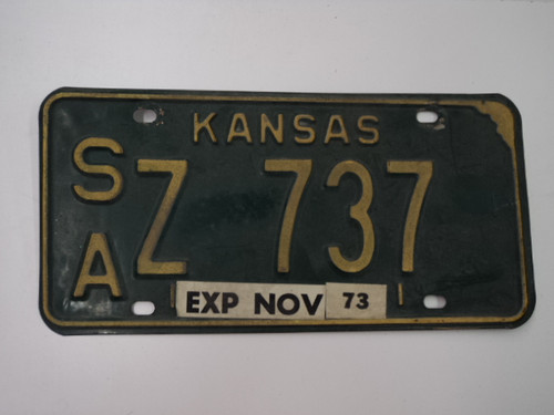 1973 KANSAS License Plate SA Z 737