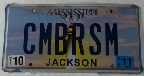 2011 Oct Mississippi Vanity License Plate CMBRSM