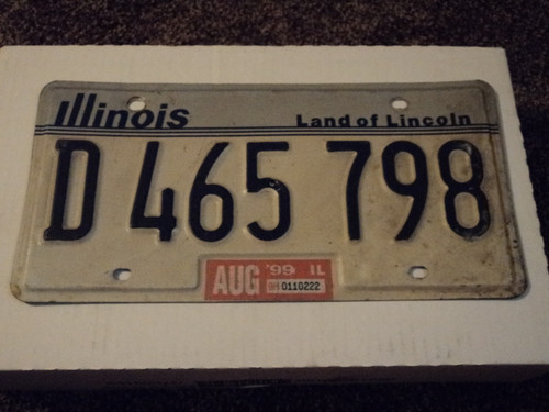 1999 ILLINOIS Land of Lincoln License Plate D 465 798