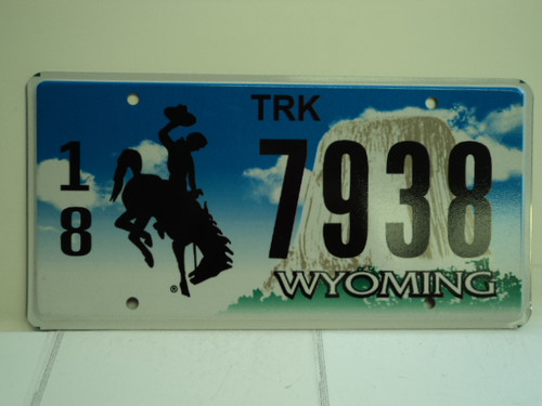 WYOMING Bucking Bronco Devils Tower Truck License Plate 18 7938 1