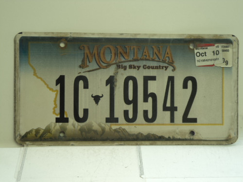2010 MONTANA Big Sky License Plate 1C 19542