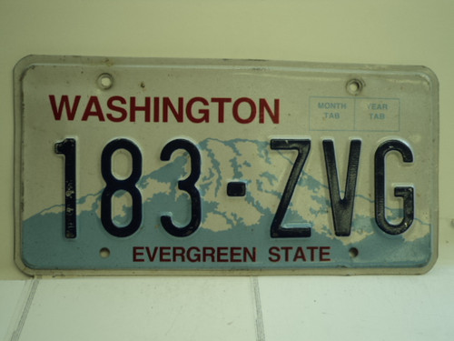 WASHINGTON Evergreen State License Plate 183 ZVG