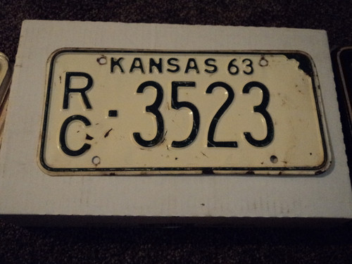 1963 KANSAS License Plate RC 3523