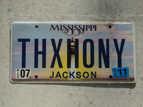 2011 MISSISSIPPI Vanity License Plate THXHONY