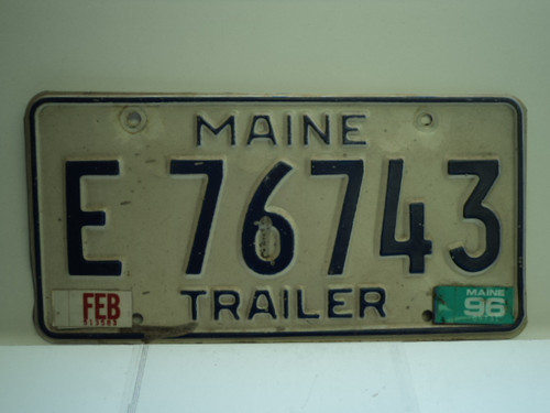 1996 MAINE Trailer License Plate E 76743