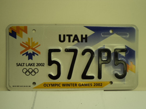 UTAH Salt Lake City Winter Olympics 2002 License Plate 572P5