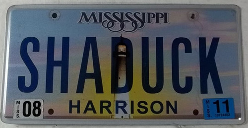 2011 Aug Misissippi Vanity License Plate SHADUCK