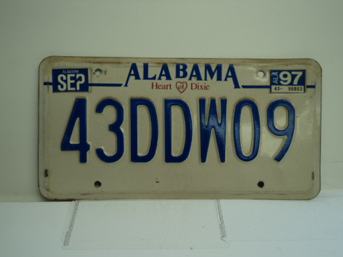 1997 ALABAMA Heart of Dixie License Plate 43DDW09
