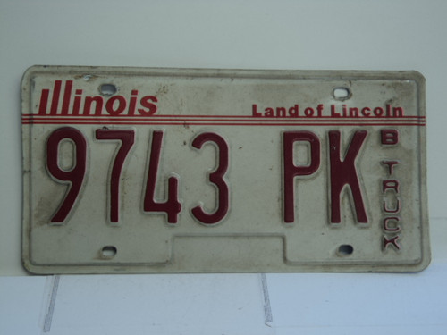 ILLINOIS Land of Lincoln B Truck License Plate 9743 PK