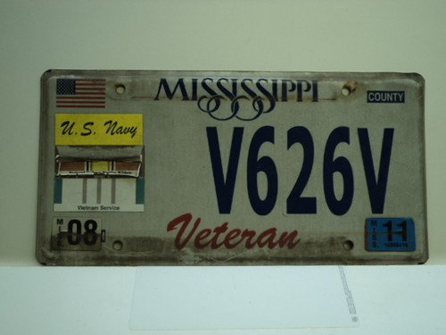 2011 MISSISSIPPI US Navy Veteran License Plate V626V