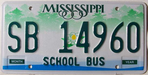 Mississippi School Bus SB 14960 License Plate