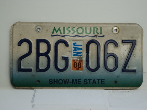 2008 MISSOURI Blue Fade Show Me State License Plate 2BG 067
