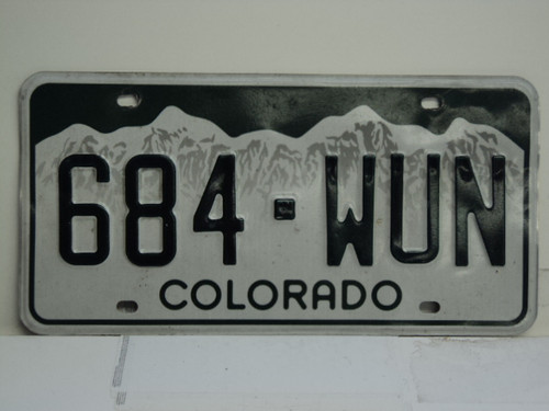 COLORADO License Plate 684 WUN
