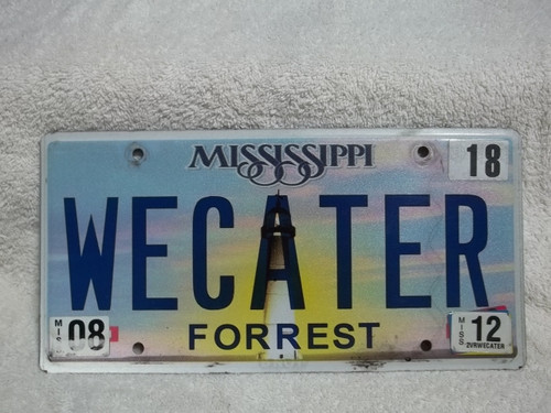 2012 Mississippi Vanity WECATER License Plate