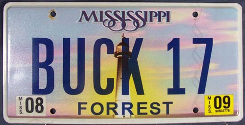 2009 Aug Mississippi Vanity BUCK17 License Plate