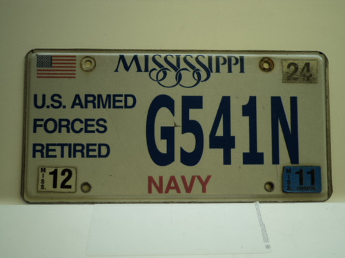 2011 MISSISSIPPI US NAVY Retired License Plate G541N