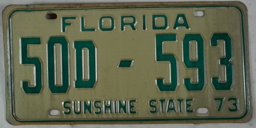 1973 Washington Co Florida License Plate 50D-593