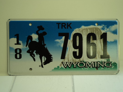 WYOMING Bucking Bronco Devils Tower Truck License Plate 18 7961 1