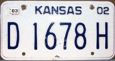 Kansas 2003 Dealer D 1678 H License Plate