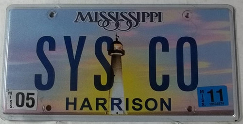 2011 May Mississippi Vanity License Plate SYSCO