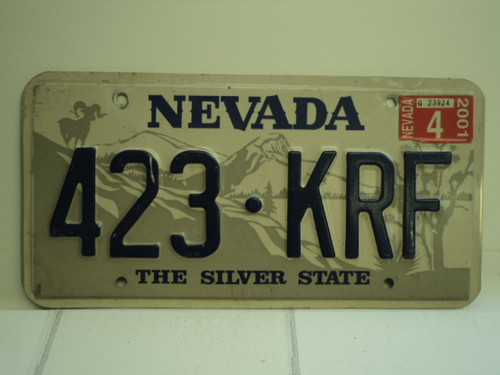 2001 NEVADA Silver State License Plate 423 KRF