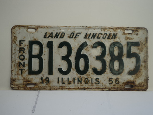 1956 ILLINOIS Land of Lincoln Front License Plate B136385