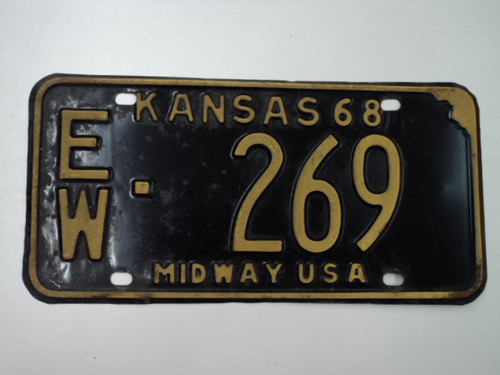 1968 KANSAS Midway USA License Plate EW 269