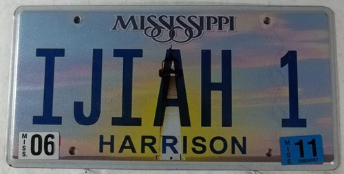 2011 Jun Mississippi Vanity License Plate IJIAH 1