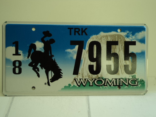 WYOMING Bucking Bronco Devils Tower Truck License Plate 18 7955