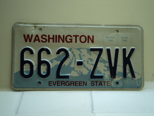 Washington Evergreen State License Plate 662 ZVK