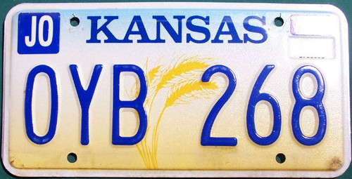 2001 Aug JO Kansas License Plate OYB 268