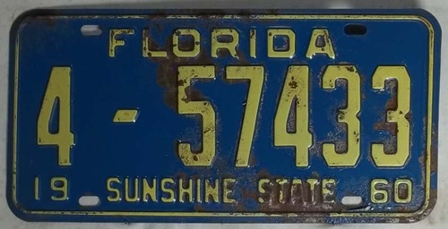 1960 Florida 4-57433 License Plate