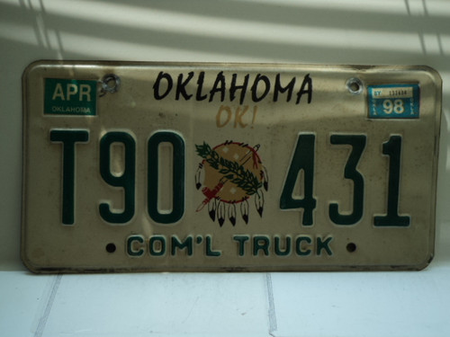 1998 OKLAHOMA Commercial Truck License Plate T90 431