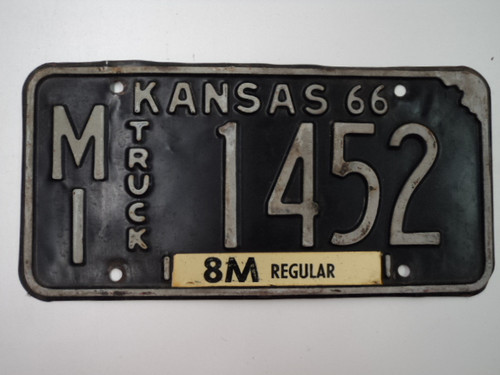 1966 KANSAS 8M Truck License Plate MI 1452
