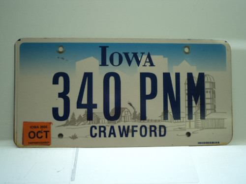 2006 IOWA License Plate 340 PNM