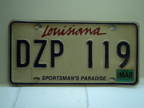 2000 LOUISIANA Sportsmans Paradise License Plate DZP 119