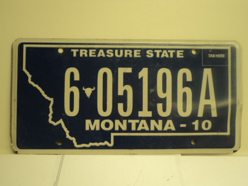 2010 MONTANA Treasure State License Plate 6 05196A