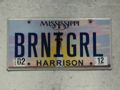 2012 MISSISSIPPI Vanity License Plate BRNIGRL