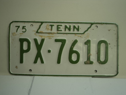 1975 TENNESSEE License Plate PX 7610