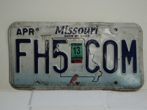 2013 MISSOURI Blue Bird License Plate FH5 COM