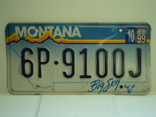2000 MONTANA Big Sky License Plate 6P 9100J