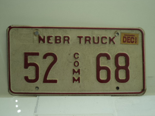 2002 NEBRASKA Commercial Truck License Plate 52 68 1