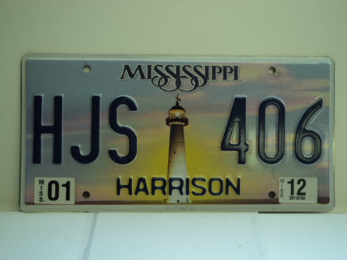 2012 MISSISSIPPI Lighthouse License Plate HJS 406