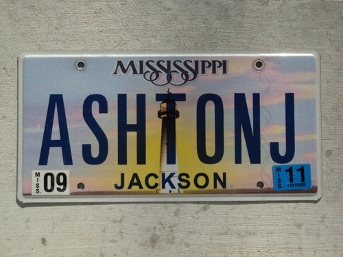 2011 MISSISSIPPI Vanity License Plate ASHTONJ