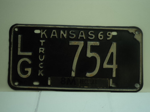 1969 KANSAS Truck 8M regular License Plate LG 754