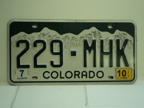 2010 COLORADO License Plate 229 MHK