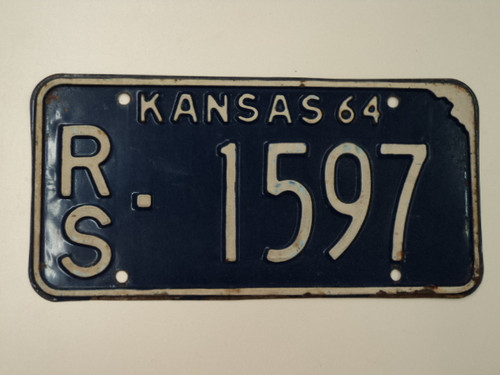 1964 KANSAS License Plate RS 1597
