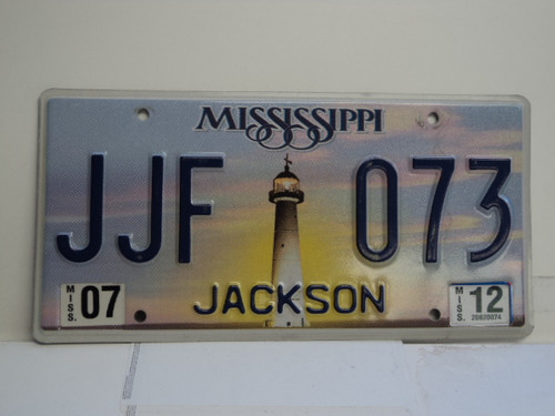 2012 MISSISSIPPI Lighthouse License Plate JJF 073