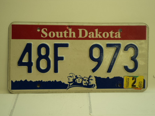 2004 SOUTH DAKOTA Mount Rushmore License Plate 48F 973