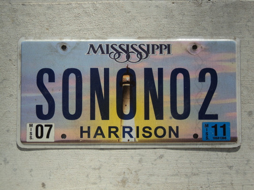 2011 MISSISSIPI Vanity License Plate SONONO2